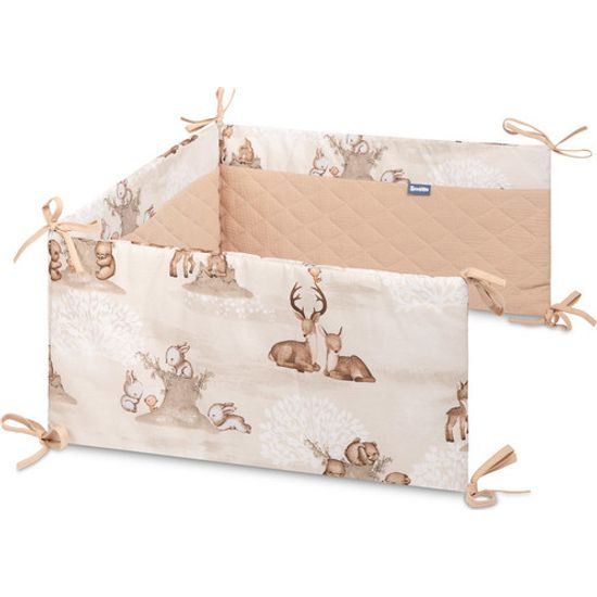 Ochranný mantinel do postýlky Lesní zvířátka, meruňková