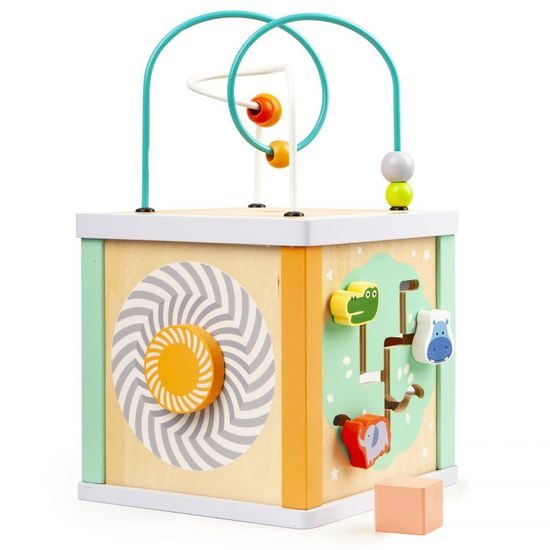 Ecotoys dřevěná edukační kostka s labyrintem Wooden Cube 5v1