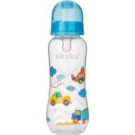 Akuku Kojenecká láhev s obrázkem bílá 250 ml dortík