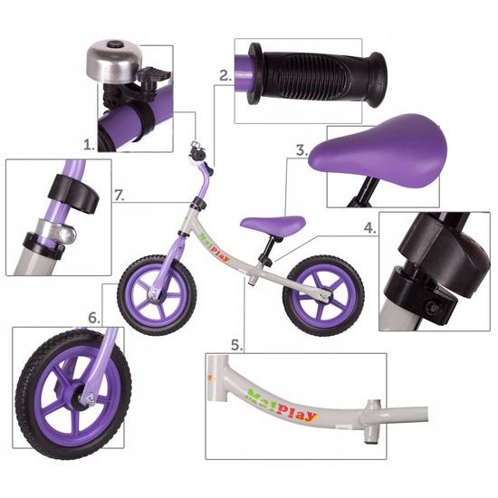 Dětské odrážedlo Nolan 12" šedo-fialové