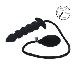 LEVELZ Beaded Inflatable Silicone Anal Plug Black