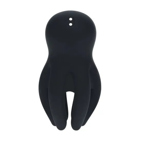 Levelz Digital Vibrating Silicone Penis Head Stimulator with Tentacles - Black
