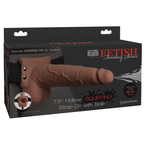Fetish Fantasy 7,5" Üreges, Spriccelő Felcsatolható Dildó Herékkel