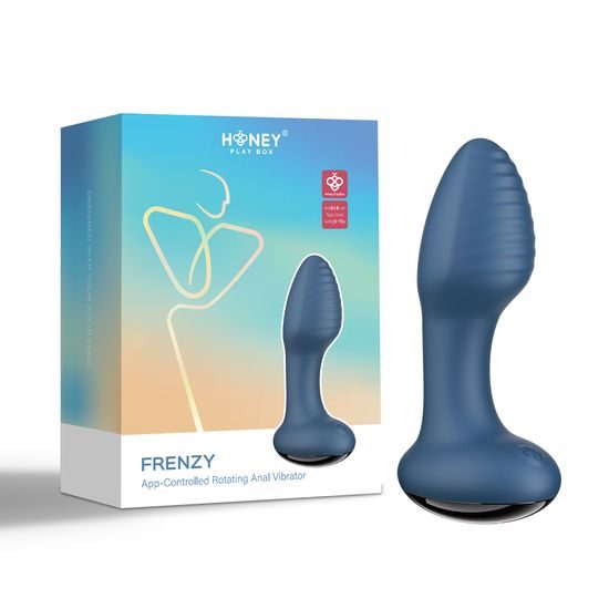 HoneyPlayBox Frenzy Nyomásérzékelős, Alkalmazással Irányítható Forgó Anál Plug Kék