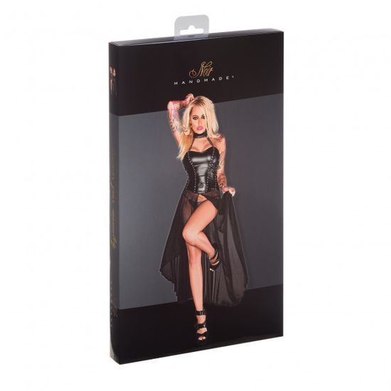 Noir Handmade Hosszú extravagáns ruha teljes hasítékkal