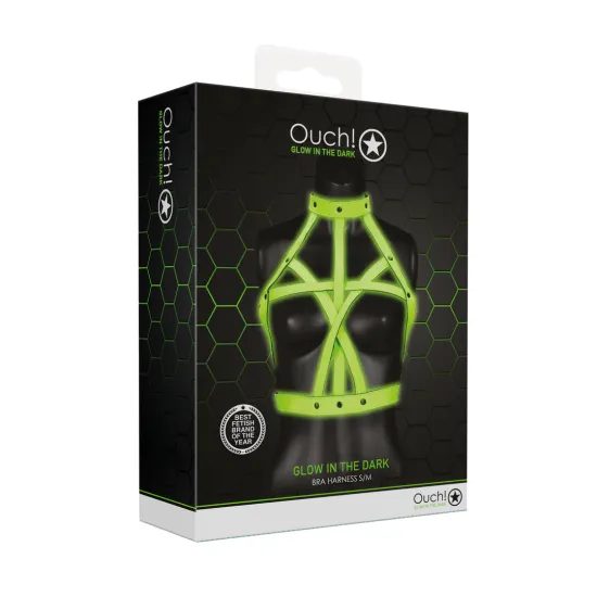 Ouch! Glow in the Dark Melltartó Hám Méret S/M