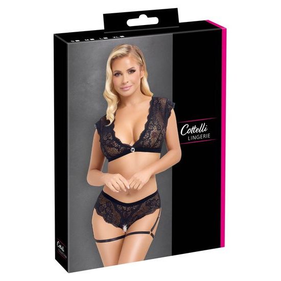 Csipkés fehérnemű szett díszes harisnyatartóval Cottelli