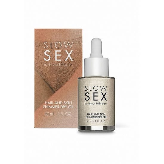 Bijoux Indiscrets Slow Sex Haj- és Bőrcsillogó Száraz Olaj 30ml