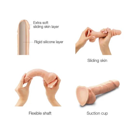 StrapOnMe Sliding Skin Realisztikus Dildo Méret L Natúr