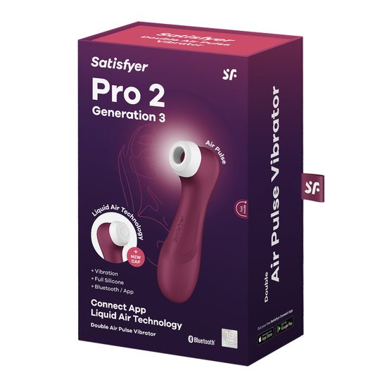 Satisfyer Pro 2 Generation 3 Liquid Air Technológiával, Vibrációval és Bluetooth Appal Borvörös