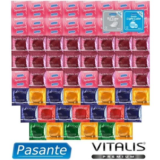Pasante és Vitalis Prémium extra vékony óvszer csomag 61 darab