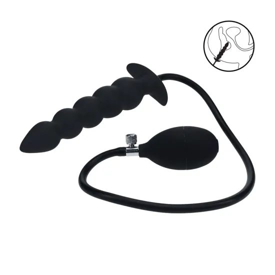 LEVELZ Beaded Inflatable Silicone Anal Plug Black