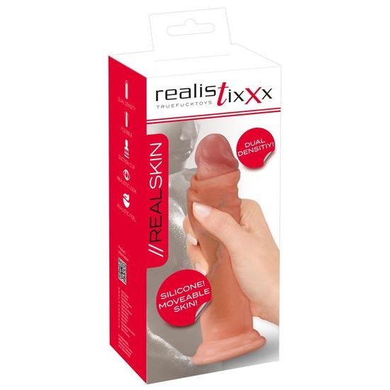 Realistixxx Real Skin Két Sűrűségű Dildo 20,5 cm Bőrszín