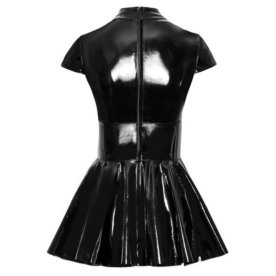 Black Level fényes vinyl mini ruha rövid ujjakkal 2851806 fekete
