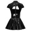 Black Level vinilna mini obleka s kratkimi rokavi 2851806 črna