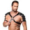 ZADO moški usnjeni prsni harness z ramenskimi blazinicami S–L