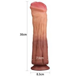LoveToy 12" Dvoplastni Platinasti Silikonski Dildo