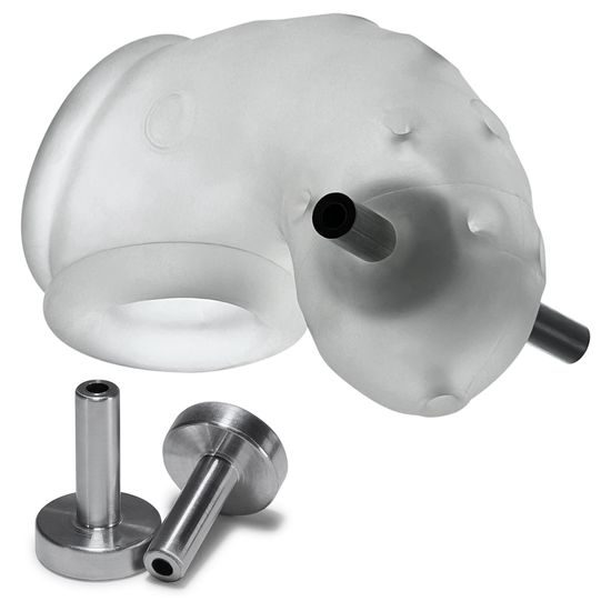 Oxballs Airlock Electro Air-Lite prezračevana kletka za penis Clear Ice