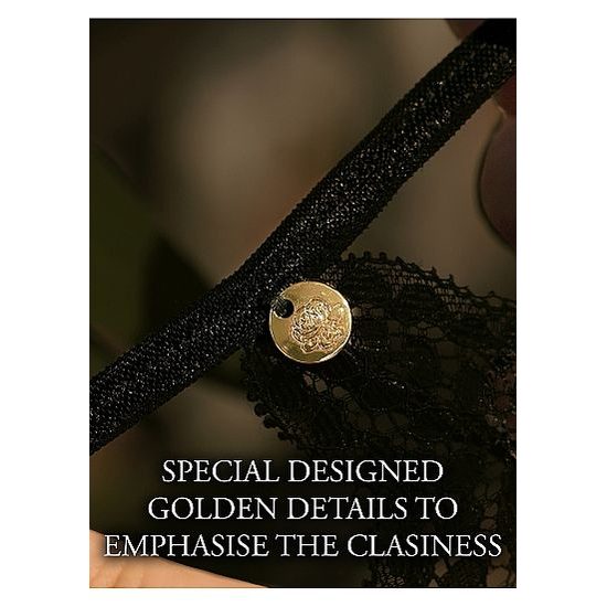 Le Désir Belle elastičen čipkast podvezek z zlatimi detajli