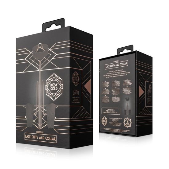 Komplet Rosy Gold Lace Cuffs and Collar črn