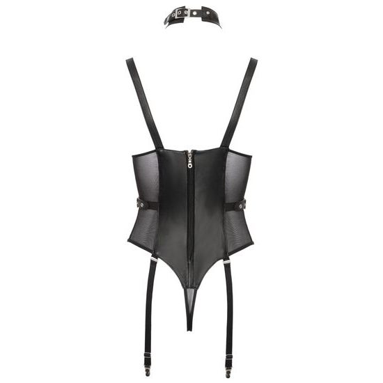 Usnjen body s podvezicami in ovratnikom ZADO