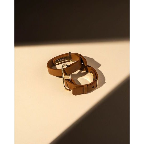 Crave • ICON Cuffs - Tan &amp; 24 kt pozlačeno