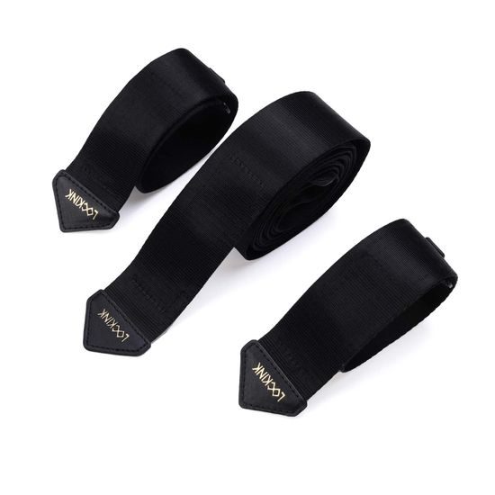 LOCKINK BDSM nastavljiv komplet za privezovanje na posteljo, črn