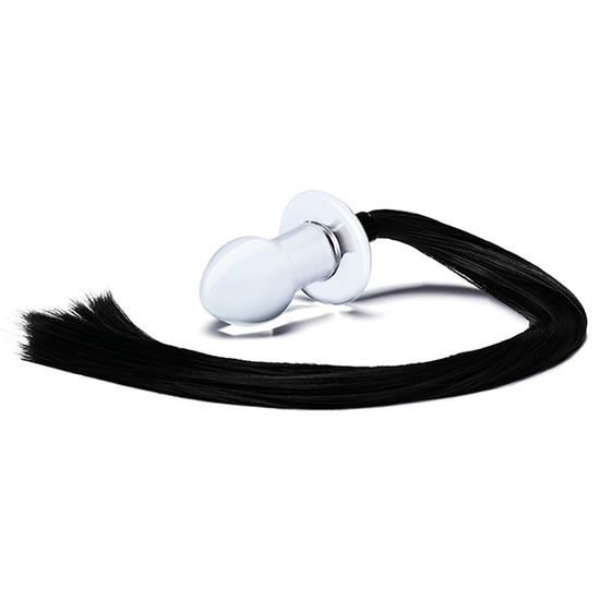 Gläs steklen analni čep s konjskim repom