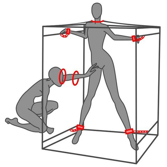 Secretdome BDSM seksualna kabina z odprtinami črna