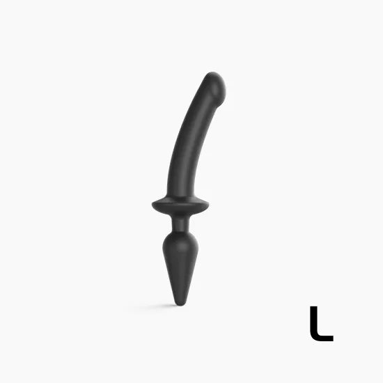 strap-on-me Polrealistični Switch Plug-in 2v1 dildo & analni čep, črn, L