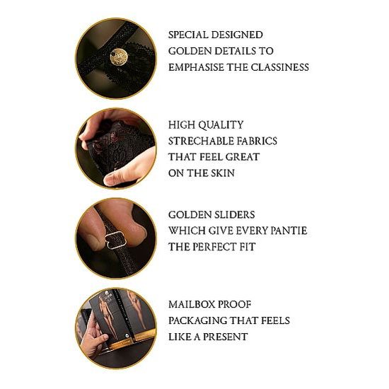 Le Désir Belle elastičen čipkast podvezek z zlatimi detajli