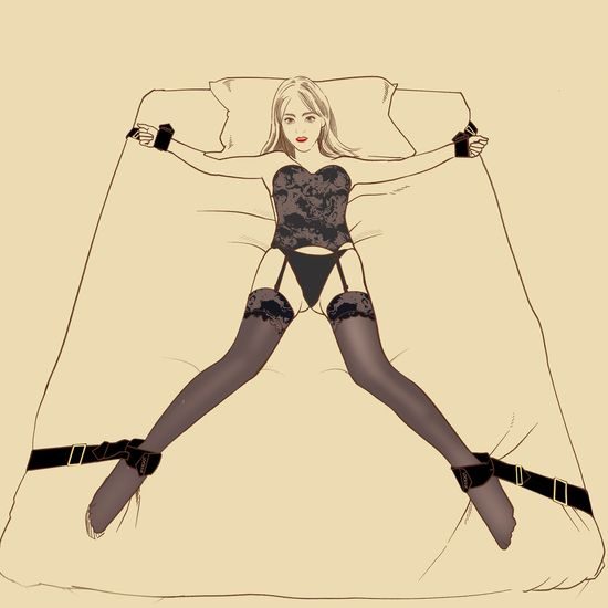 LOCKINK BDSM nastavljiv komplet za privezovanje na posteljo, črn