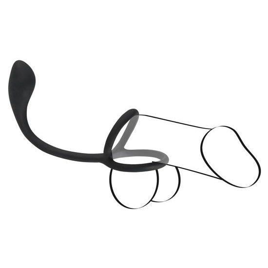 Black Velvets obroček za penis in moda + analni čep Slim