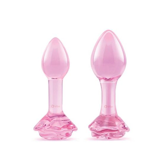 Stekleni komplet analnih čepkov za trening Pink Roses