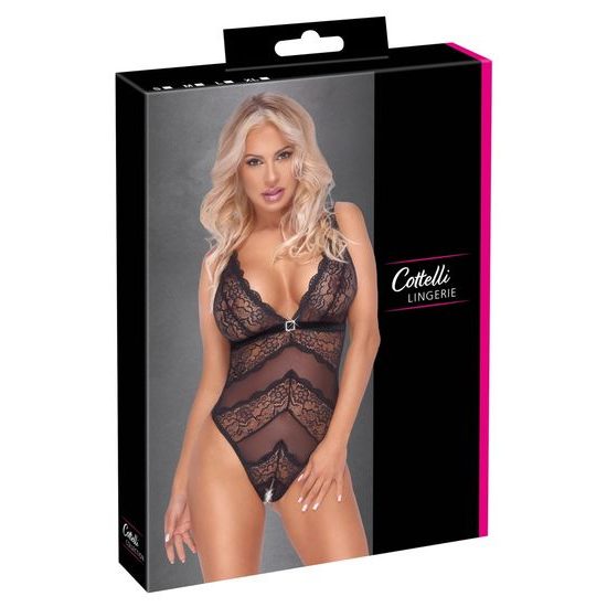 Cottelli Lingerie čipkast body - črn