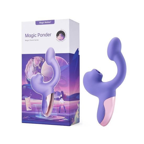Magic Motion Magic Ponder vibrator z dvojnim stimuliranjem in lizanjem, upravljanje prek aplikacije, vijoličen