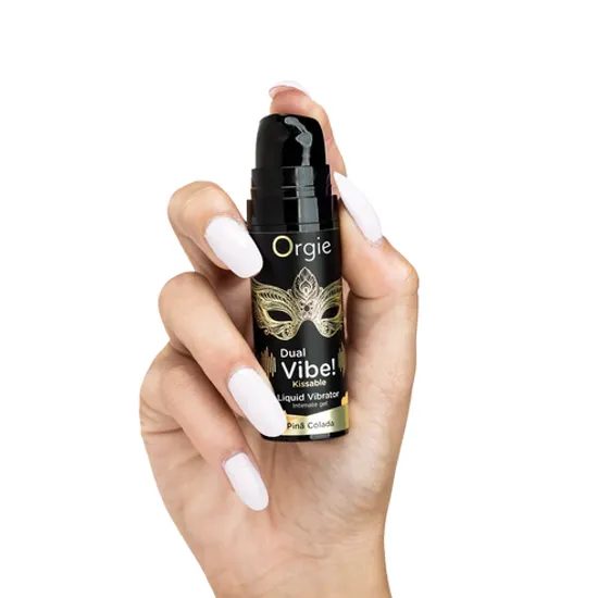 Orgie Dual Vibe! Poljubljiv tekoči vibrator Piña Colada 15 ml