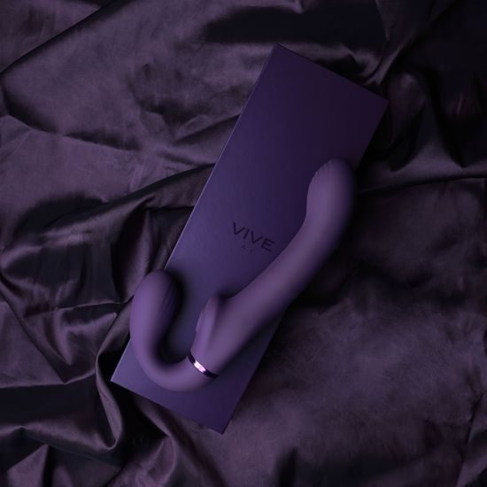 VIVE Ai Dual Vibrating &amp; Air Wave Tickler Strapless Strapon Purple