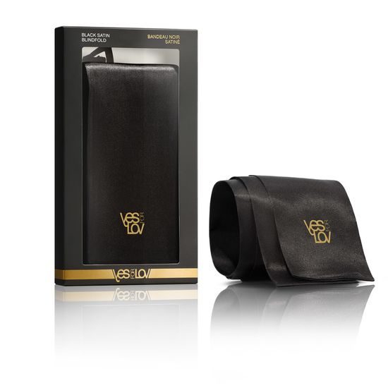 YESforLOV črna satenska preveza za oči