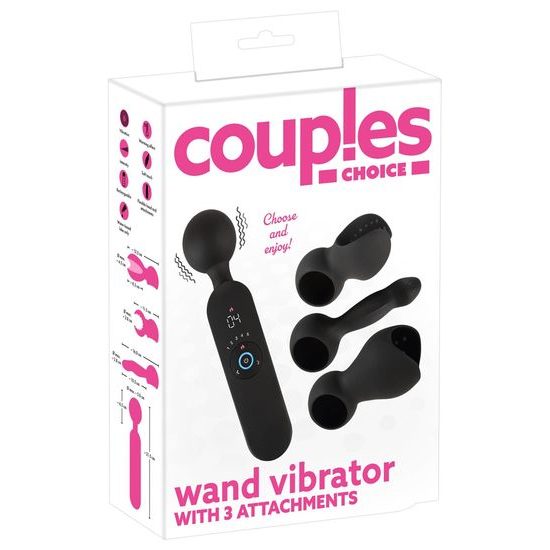Vibrator Wand Couples Choice cu 3 Atașamente