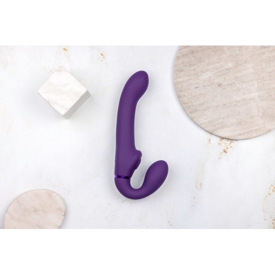 VIVE Ai Dual Vibrating & Air Wave Tickler Strapless Strapon Mov Purple