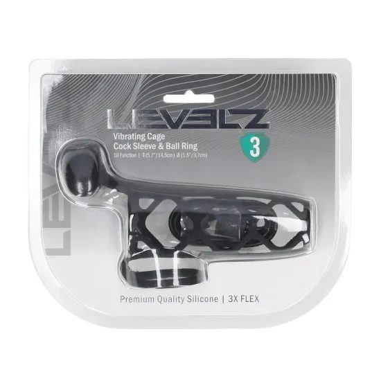 Manșon Vibrator din Silicon pentru Penis și Inele Testiculare - Negru