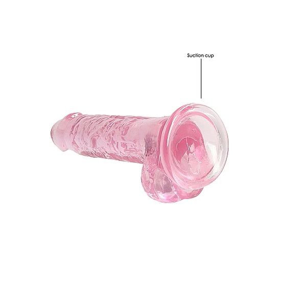 Dildo RealRock Realistic cu Testicule 17 cm Roz