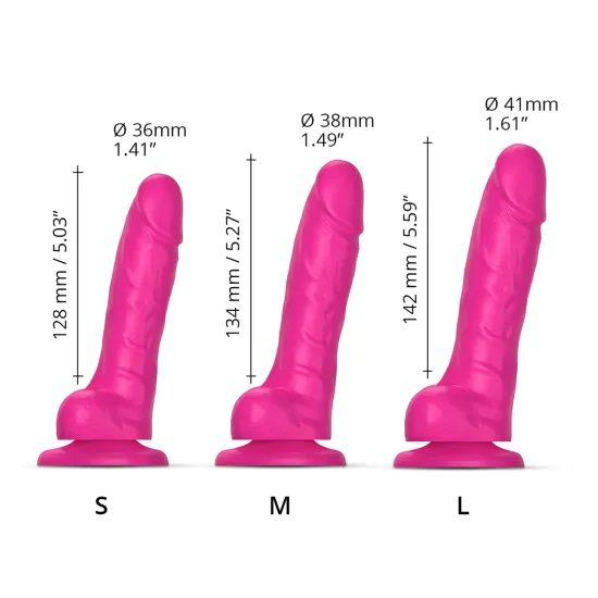 strap-on-me Dildo Realist cu Piele Glisantă Fuchsia S