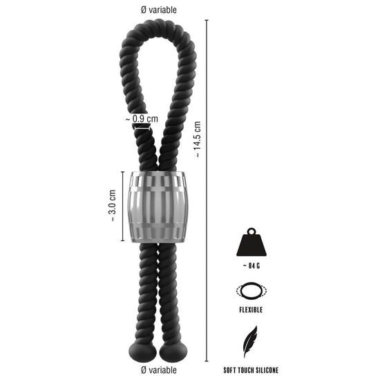 Rebel Heavy Rope Cock Strap Negru