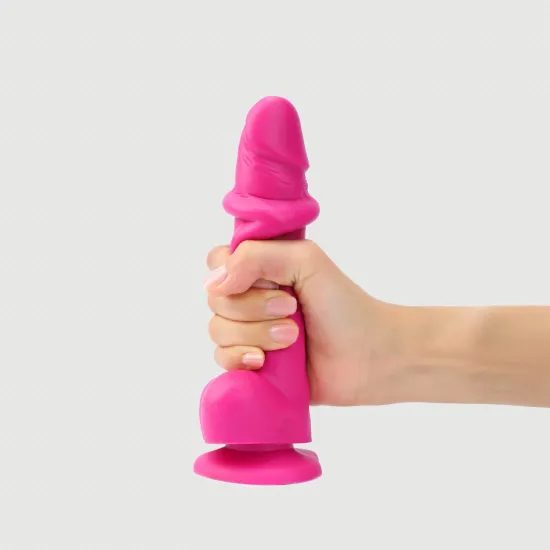 strap-on-me Dildo Realist cu Piele Glisantă Fuchsia S