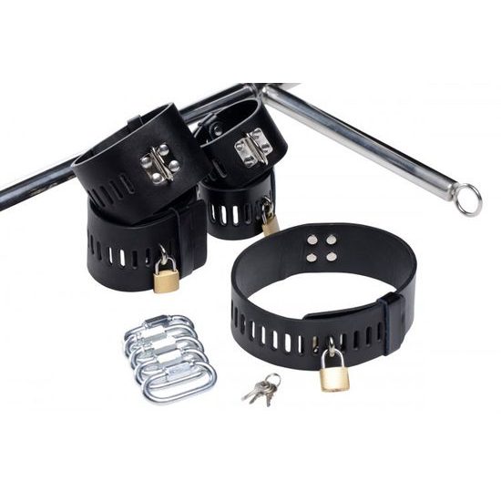 Master Series Imprisoned Metal Stockade cu Dildo