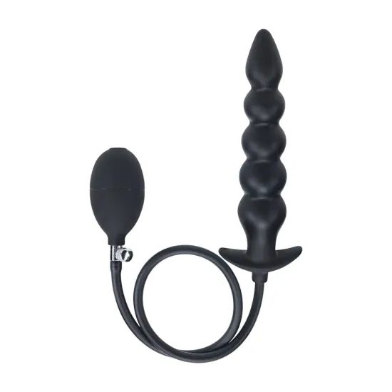 LEVELZ Beaded Inflatable Silicone Anal Plug Black