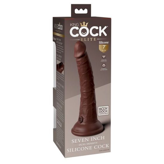 Pipedream King Cock Elite 7 Dildo din Silicon cu Densitate Duală Maro