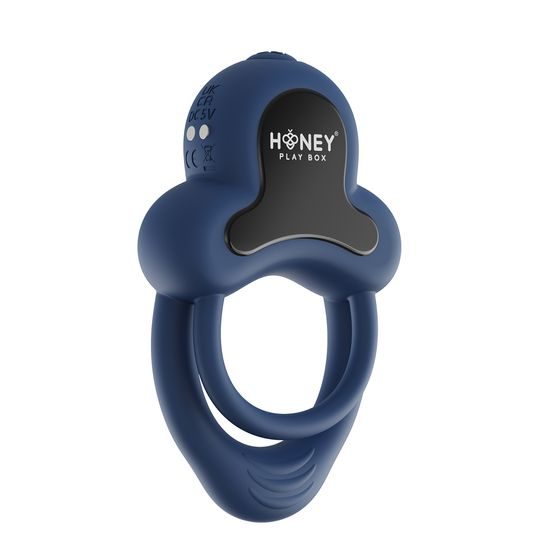 HoneyPlayBox Anello Inel Dublu Vibrator Controlat prin Aplicație Albastru